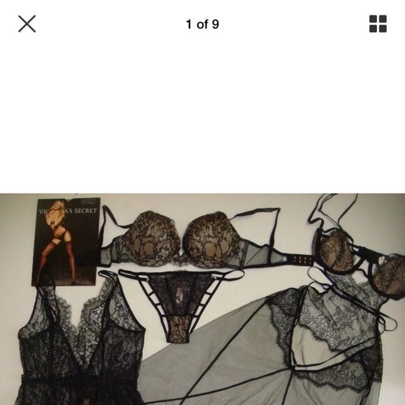 Nwt vs 32c bra set+teddy/romper+babydoll black